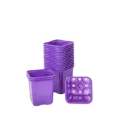 Donice - Doniczka do rozsady kwadratowa 8 cm fioletowa 20 szt. VEFI - miniaturka - grafika 1