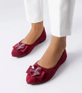 Mokasyny damskie - Bordowe balerinki zdobione cyrkoniami Rémy -38 - miniaturka - grafika 1