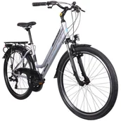 Rowery - Rower trekkingowy INDIANA X-Road 1.0 D15 26 cali damski Srebrny - miniaturka - grafika 1