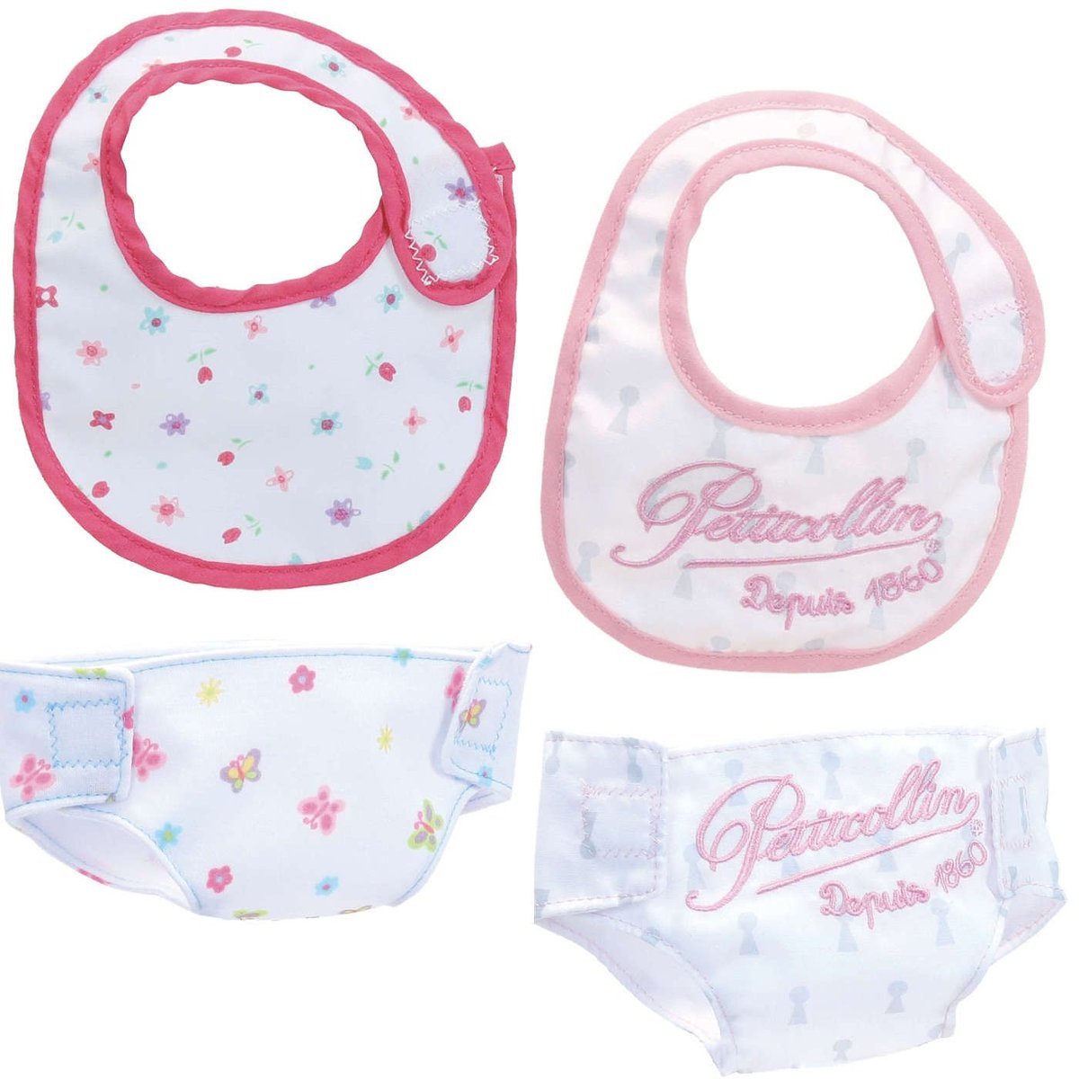 Śliniaki i pieluchy dla lalek bobasów o wysokości 36-40 cm Petitcollin