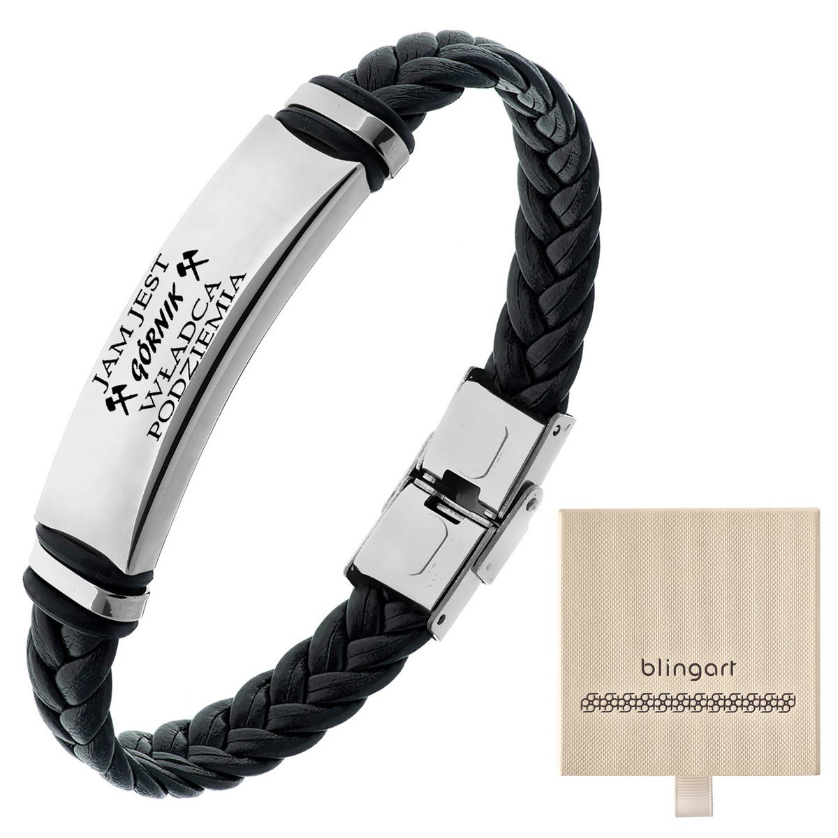 Bransoletka męska z grawerem dla Górnika prezent n