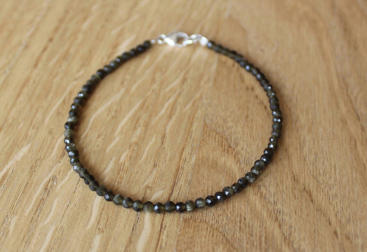 Bransoletka naturalny OBSYDIAN fasetowany 2,0mm agalag