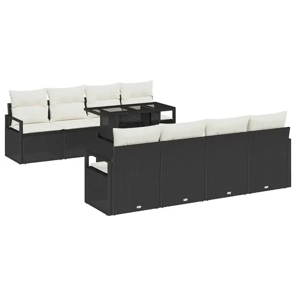 Zestaw Sof Ogrodowych Modularny Rattan Czarny 4 Elementy