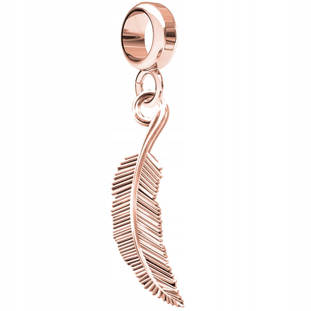 Charms Pozłacany z Piórkiem Piórem Ozdobne Piórko Pióra Ptaka SREBRO 925