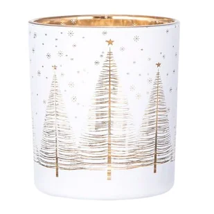 Świecznik szklany biały ze złotym wnętrzem 9 x 10 cm choinki - Świeczniki - miniaturka - grafika 1