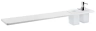 Półki łazienkowe - Sapho Abeline - Półka z dozownikiem i szklankami, długość 80 cm, kolor biały matowy/chrom AE802-0101-02 - miniaturka - grafika 1