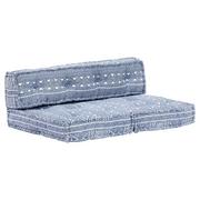 Poduszki ogrodowe - vidaXL Sofa z poduszek na paletę, tkanina, indygo patchwork - miniaturka - grafika 1