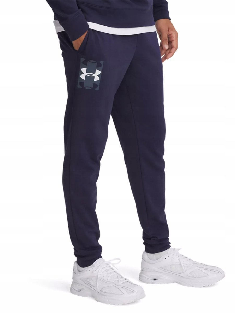 SPODNIE męskie UNDER ARMOUR 1390144-410 dresowe granat joggery bawełna XL XL