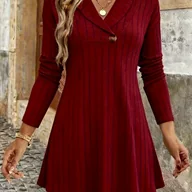 Bluzki damskie - TEMU Elegancka Tunika Damska z Dekoltem w Serek i Długim Rękawem - Bluzka z Batwing, Średnioelastyczna, Jednokolorowa Koszula na Wiosnę, i Jesień, - miniaturka - grafika 1