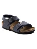 Sandały damskie - Birkenstock Skórzane sandały "New York" w kolorze granatowym - miniaturka - grafika 1