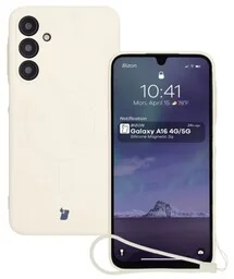 Bizon Silikonowe etui z pierścieniem magnetycznym Case Silicone Magnetic Sq do Galaxy A16 4G / 5G, beżowe - Etui i futerały do telefonów - miniaturka - grafika 1