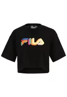 Koszulki i topy damskie - FILA Damska koszulka BEUNA Cropped Graphic T-Shirt, czarna, XL, czarny, XL - miniaturka - grafika 1