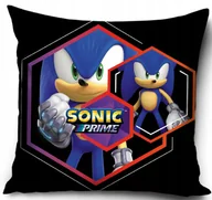 Poszewki na poduszki - Poszewka dla dziecka 40x40 jeżyk SONIC Szybki jak błyskawica kolor czarny - miniaturka - grafika 1