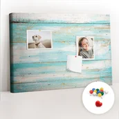 Tablice i flipcharty - Szkolna Tablica korkowa 60x40 cm, Kolorowe Pinezki, wzór Niebieskie deski - miniaturka - grafika 1