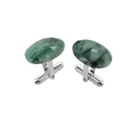 Spinki do mankietów i krawatów - Srebrne spinki do mankietów ze Szmaragdem 18x13 (S1340) Srebro [925] - miniaturka - grafika 1