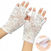 Rękawiczki dla dzieci - BIAŁE Seksowne krótkie DAMSKIE RĘKAWICZKI KORONKOWE Bez Palców NA ŚLUB - Inny producent - miniaturka - grafika 1