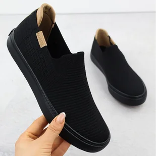 Tenisówki tekstylne slip on czarne Big Star RR274716 - Slip on damskie - miniaturka - grafika 1