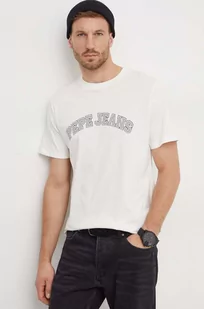 Pepe Jeans t-shirt bawełniany męski kolor beżowy z nadrukiem - Koszulki męskie - miniaturka - grafika 1