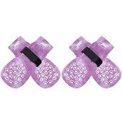 Skarpetki dla dzieci - EXPAWLORER Dwustronne skarpety dla psów, antypoślizgowe, miękkie i oddychające, ochrona łap, dla wszystkich psów, z regulowanymi paskami, lepsza kontrola trakcji do wnętrz, batikowe fioletowe, S - miniaturka - grafika 1