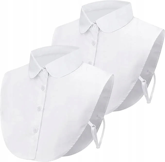 2X DAMSKI ELEGANCKI ODPINANY KOŁNIERZYK WKŁAD KOSZULI KOBIECY BIAŁY GALOWY