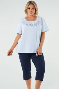 Piżama Italian Fashion Zarita kr.r. sp.3/4 niebieski/granat - Piżamy damskie - miniaturka - grafika 1
