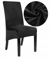 Pokrowce na meble - POKROWIEC na krzesło SKOŚNE XXL CZARNY WELUR - miniaturka - grafika 1