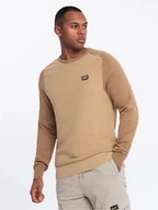 Swetry męskie - Ombre Clothing Klasyczny sweter męski Premtor brązowy L - miniaturka - grafika 1