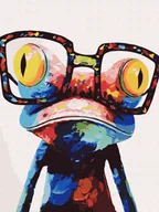 Zabawki kreatywne - Haft Diamentowy Bez Ramy Żaba W Okularach 30x40 Mozaika Diamentowa 5d - miniaturka - grafika 1