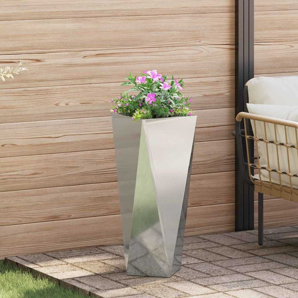 vidaXL Donica Srebrny 30 x 30 x 75 cm Stal Galwanizowana