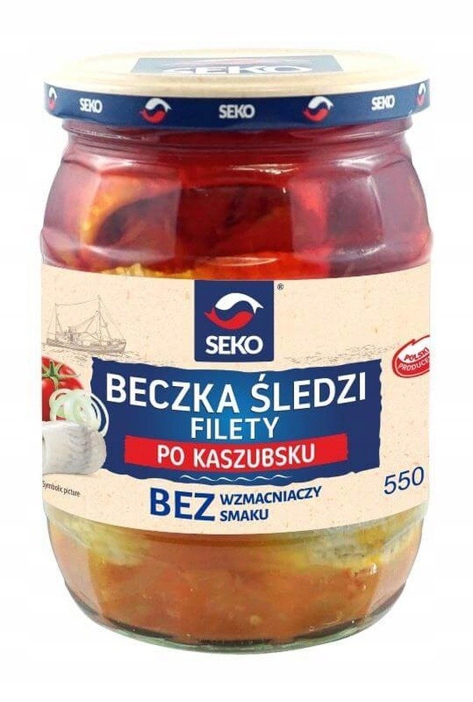 Śledzie po kaszubsku Seko - marynowane filety z cebulą i pomidorami 500 g