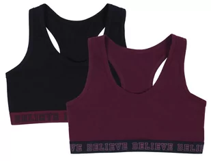 2X Bordowo-Czarny, Sportowy Stanik - Biustonosze - miniaturka - grafika 1