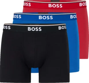 BOSS Bokserki męskie Power Trunk dłuższy krój bawełna stretch 3-pak L 1xczerwony/niebieski/czarny - Majtki męskie - miniaturka - grafika 1