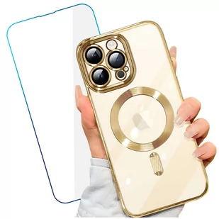 Etui MagSafe Case do Apple iPhone 14 Pro Alogy Glamour Luxury Ring obudowa Złoto-przezroczyste + Szkło - Etui i futerały do telefonów - miniaturka - grafika 1