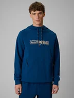 Bluzy męskie - 4F Bluza dresowa regular z kapturem męska - granatowa XL - miniaturka - grafika 1