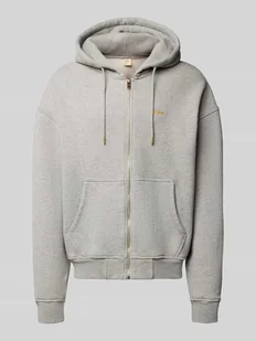 Bluza rozpinana z wyhaftowanym logo i kieszenią kangurką - Bluzy męskie - miniaturka - grafika 1