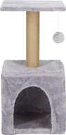 Drapaki dla kotów - Springos Drapak dla kota sizal 3-poziomowy domek słupek z zabawkami 62 cm UNIWERSALNY - miniaturka - grafika 1