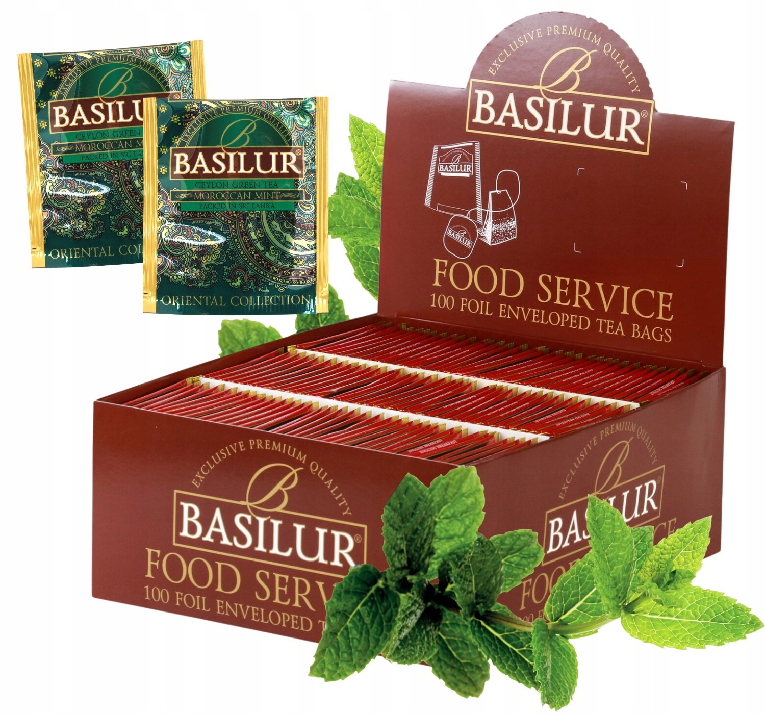 Basilur Moroccan Mint herbata zielona Marokańska Mięta 100 torebek HoReCa