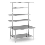 Stoły gastronomiczne - Stół roboczy ze stali nierdzewnej z nadstawką, 1200 x 850 x 2100 mm - miniaturka - grafika 1