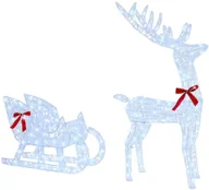 Ozdoby bożonarodzeniowe - vidaXL Renifer ciągnący sanie Zimna biel 70 x 26 x 128,5 cm Akryl - miniaturka - grafika 1
