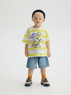 Reserved - Bawełniany t-shirt Snoopy - złamana biel - Bluzki dla niemowląt - miniaturka - grafika 1