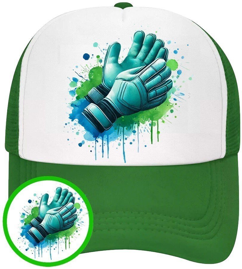 Czapka z Daszkiem Piłka Nożna Zielona z Nadrukiem Na Lato Siatka Bejsbolówka