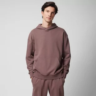 Męska bluza dresowa oversize nierozpinana z kapturem Outhorn OTHWSS24TSWSM1169 - brązowa - Bluzy sportowe męskie - miniaturka - grafika 1