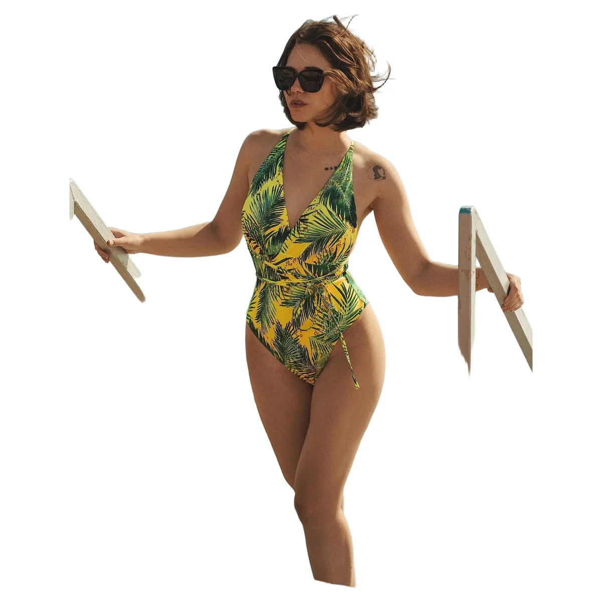 Kostium kąpielowy jednoczęściowy modelujący żółty L Palm Fever Marilyn