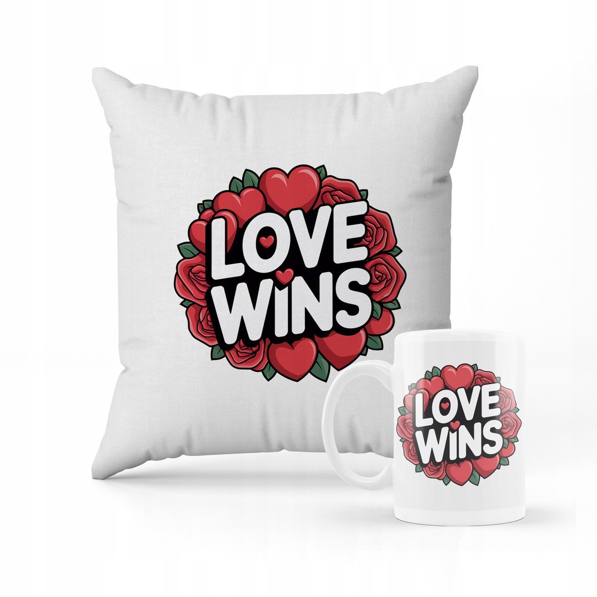 ZESTAW PODUSZKA + KUBEK PREZENT NA WALENTYNKI DZIEŃ KOBIET LOVE MIŁOŚĆ #10