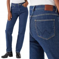 Spodnie damskie - Wrangler STRAIGHT Dark Turn PROSTE WYŻSZY STAN CIEMNY DżINS W27 L32 - miniaturka - grafika 1
