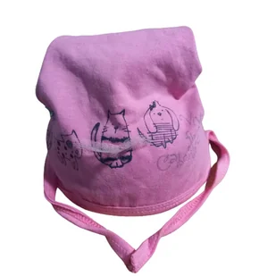 Bawełniana Czapeczka Pudrowy Róż Zwierzaczki 36-38Cm Yo! Club - Szaliki i chustki dla dzieci - miniaturka - grafika 1