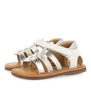 Buty dla dziewczynek - GIOSEPPO Białe skórzane sandały z cięciem typu kraba dla dziewczynek ragni, Biały, 23 EU - miniaturka - grafika 1