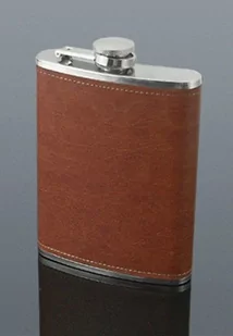 Piersiówka Brązowa Skóra 8ml 240oz 6-3286 - Piersiówki - miniaturka - grafika 1