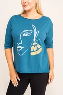 Bluzki damskie - Turkusowa Bluzka REVUMI Wzór 1 - Tono - miniaturka - grafika 1