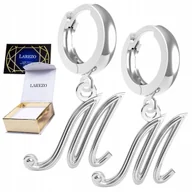 Kolczyki - Kolczyki Srebrne 925 na Biglu z Literką Literą Inicjał Litery Literki M - miniaturka - grafika 1